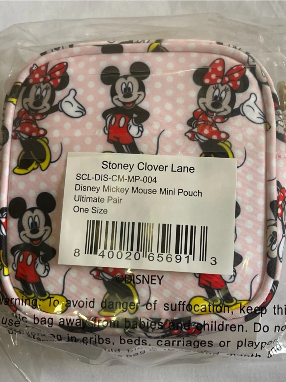 NWT Stoney Clover Lane x Disney: Mickey & Minnie The Ultimate Pair Mini Pouch - Picture 3 of 4